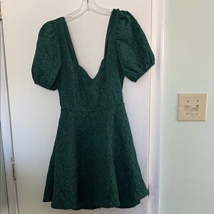 Altar'd State Emerald Green Puff Sleeve Mini Dress
